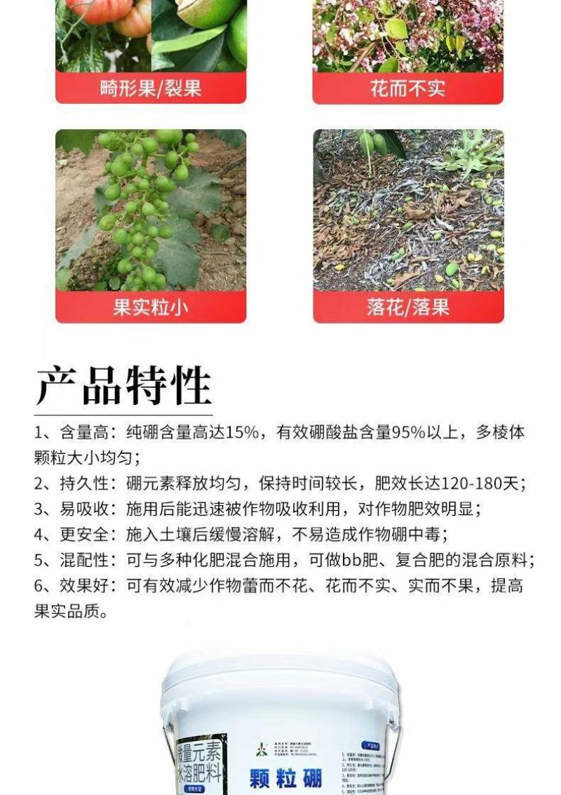 奥潍奥丰颗粒硼微量元素水溶肥料底肥提高坐果果树蔬菜通用