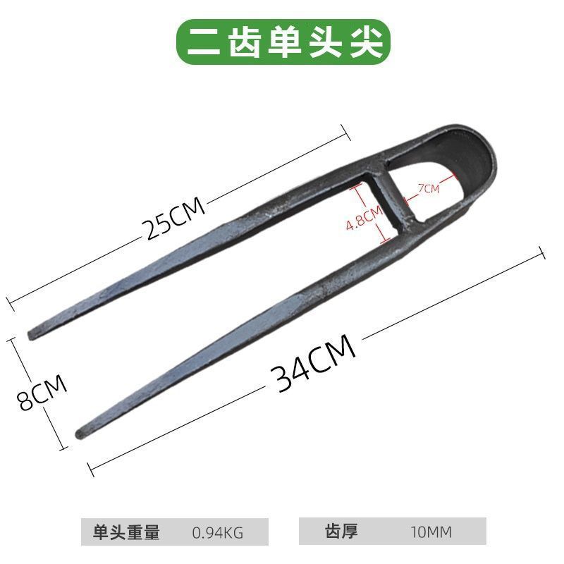 家用全钢长把二齿锄头两用挖土开荒种菜开垦种地农具两齿农用