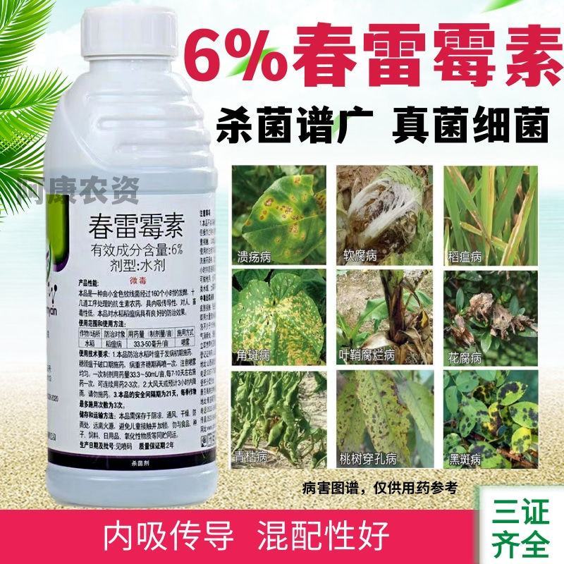 6%春雷霉素杀菌剂角斑病叶霉病柑橘溃疡病灰霉病流胶病疫病