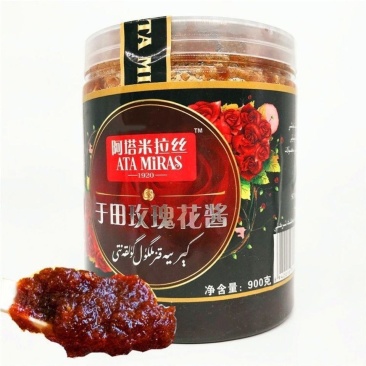 新疆即食玫瑰花酱和田重瓣玫瑰花酱馕饼馅料阿特蜜热丝花酱
