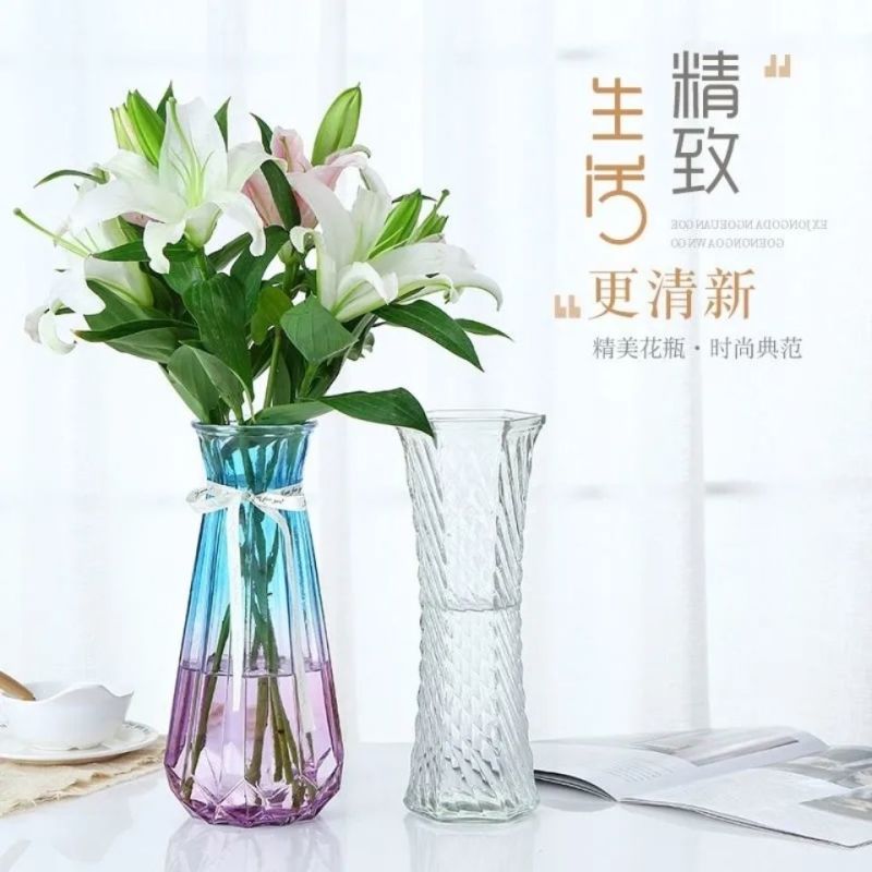 加厚大号花瓶玻璃透明客厅摆件水培植物富贵竹百合插干花陶瓷