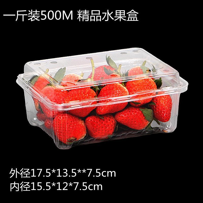 一次性水果盒子长方形带孔透明果蔬保鲜盒一斤打包盒子草莓包