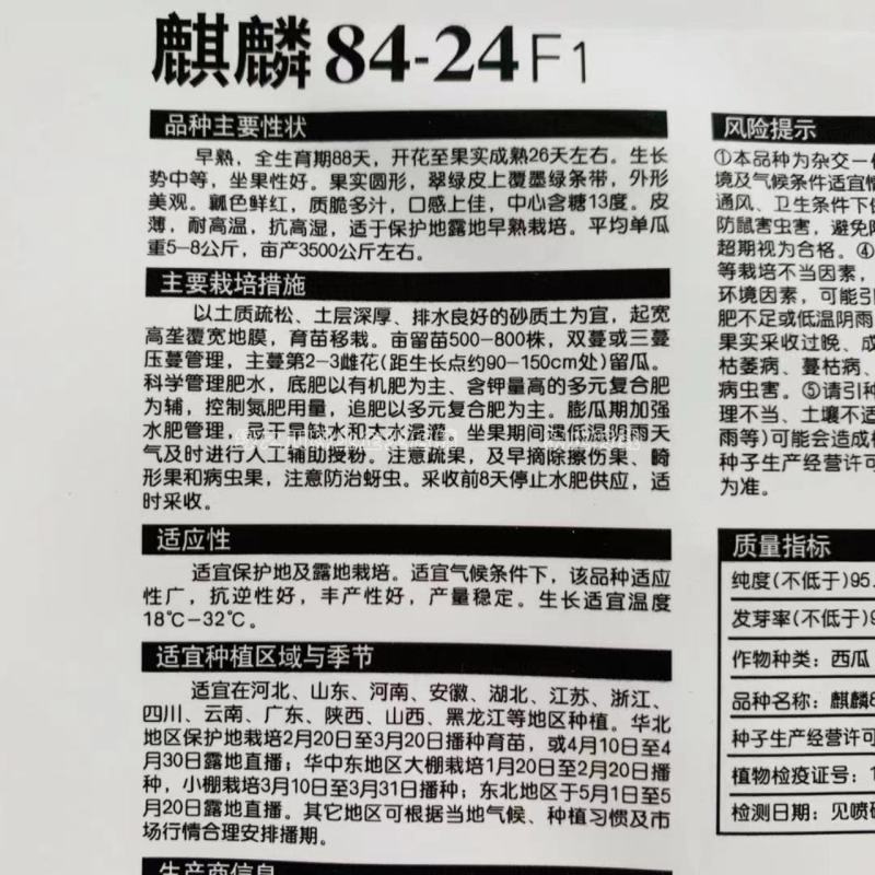 卡其小包装西瓜种子麒麟8424西瓜种籽冰糖麒麟西瓜种子
