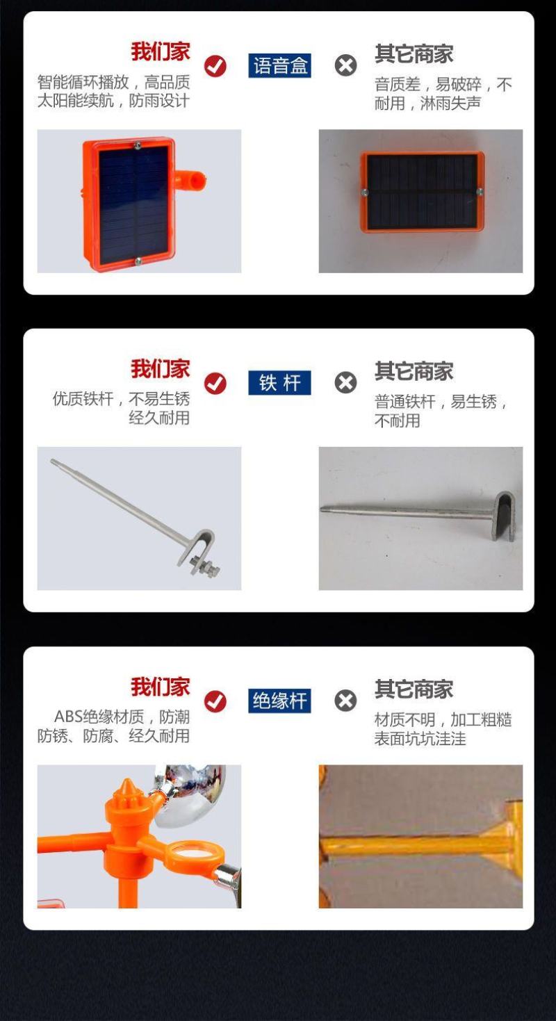 语音赶鸟驱鸟神器新款果园农田太阳能语音风力驱鸟器农场反光