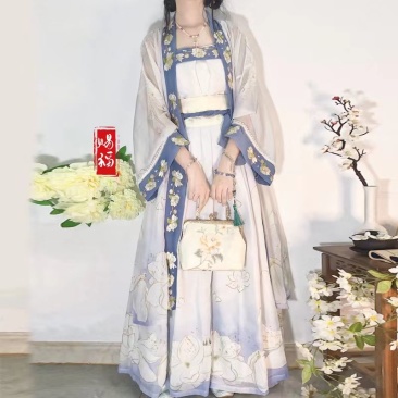女夏款轻薄超仙气刺绣诃子裙套装新款