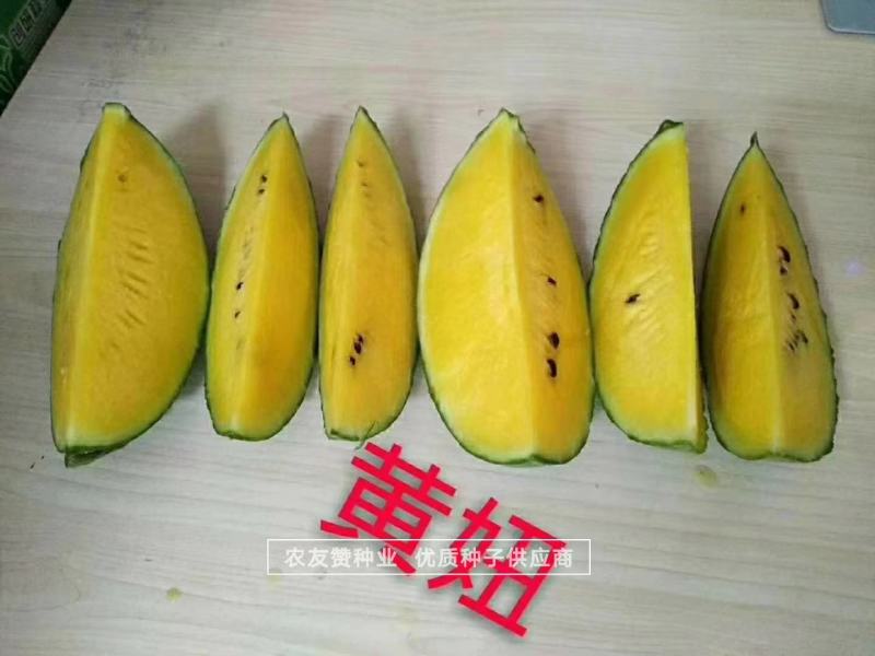 口感香甜糖度高绿皮黄瓤西瓜种子短椭圆型特早熟礼品瓜种子