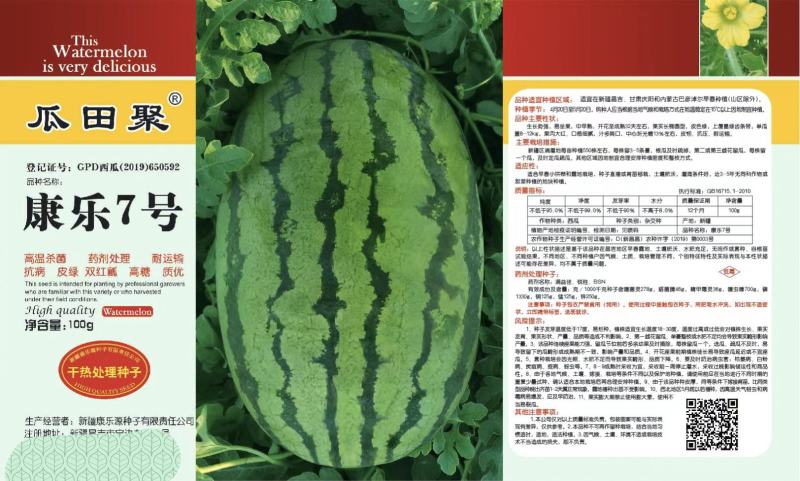 康乐7号西瓜种子抗病双红瓤高糖抗压易坐果易管理