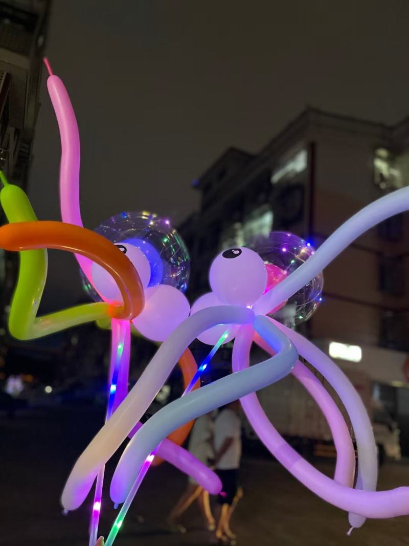 网红波波球儿童卡通发光章鱼气球diy玩具公园广场夜市热销