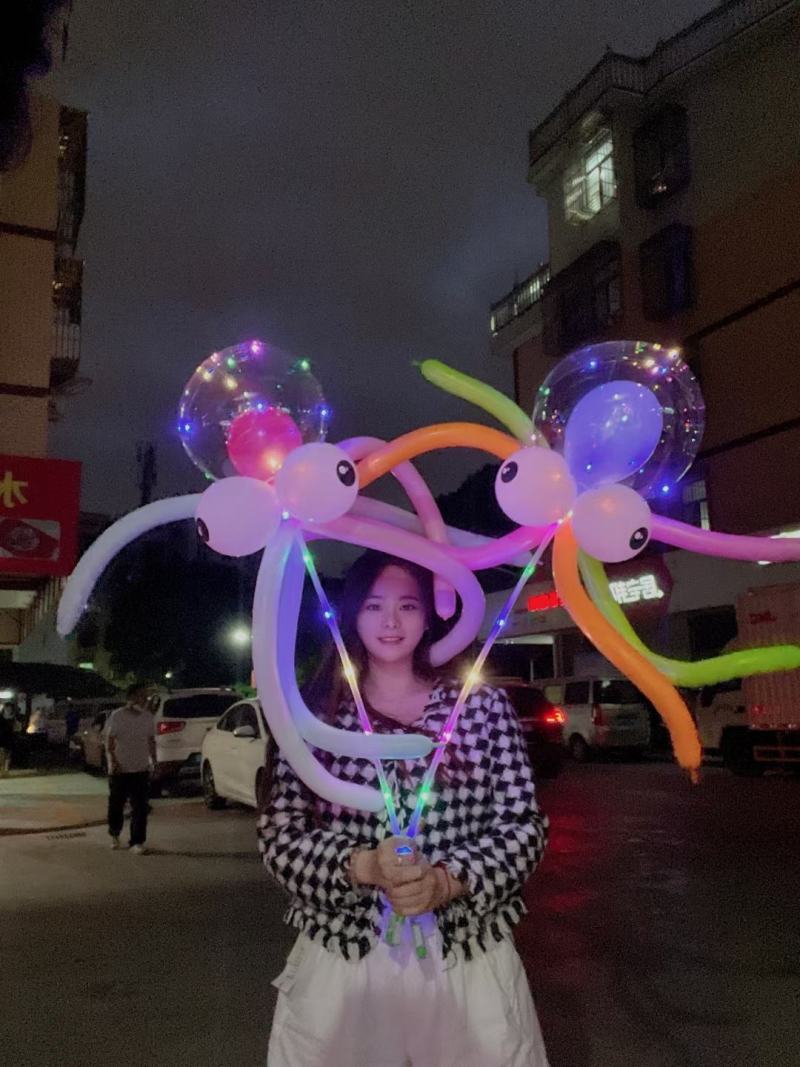 网红波波球儿童卡通发光章鱼气球diy玩具公园广场夜市热销