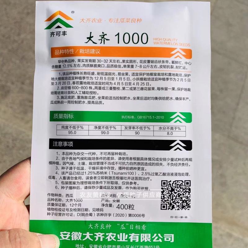 大齐1000美都西瓜种子纯正美都西瓜品种基地专用品质佳