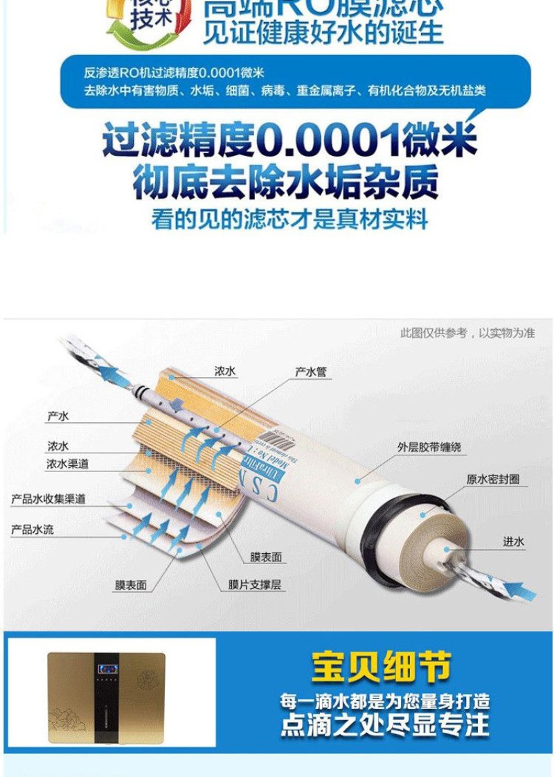 净水机家用RO反渗透自来水过滤器纯水机直饮机全自动除水垢