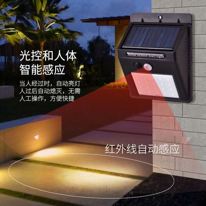 分体式LED太阳能灯人体感应电灯家用室内庭院灯饰防水照明