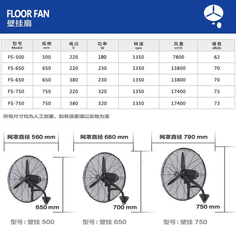 工业风扇落地扇强力大功率电风扇大型壁挂工厂车间大风扇牛角