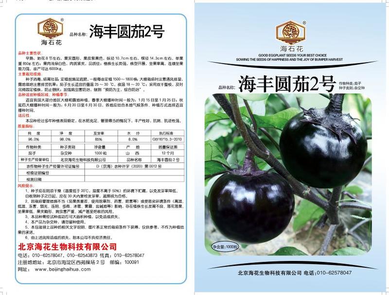 海丰园茄2号园茄种子果圆亮商品性好产量高