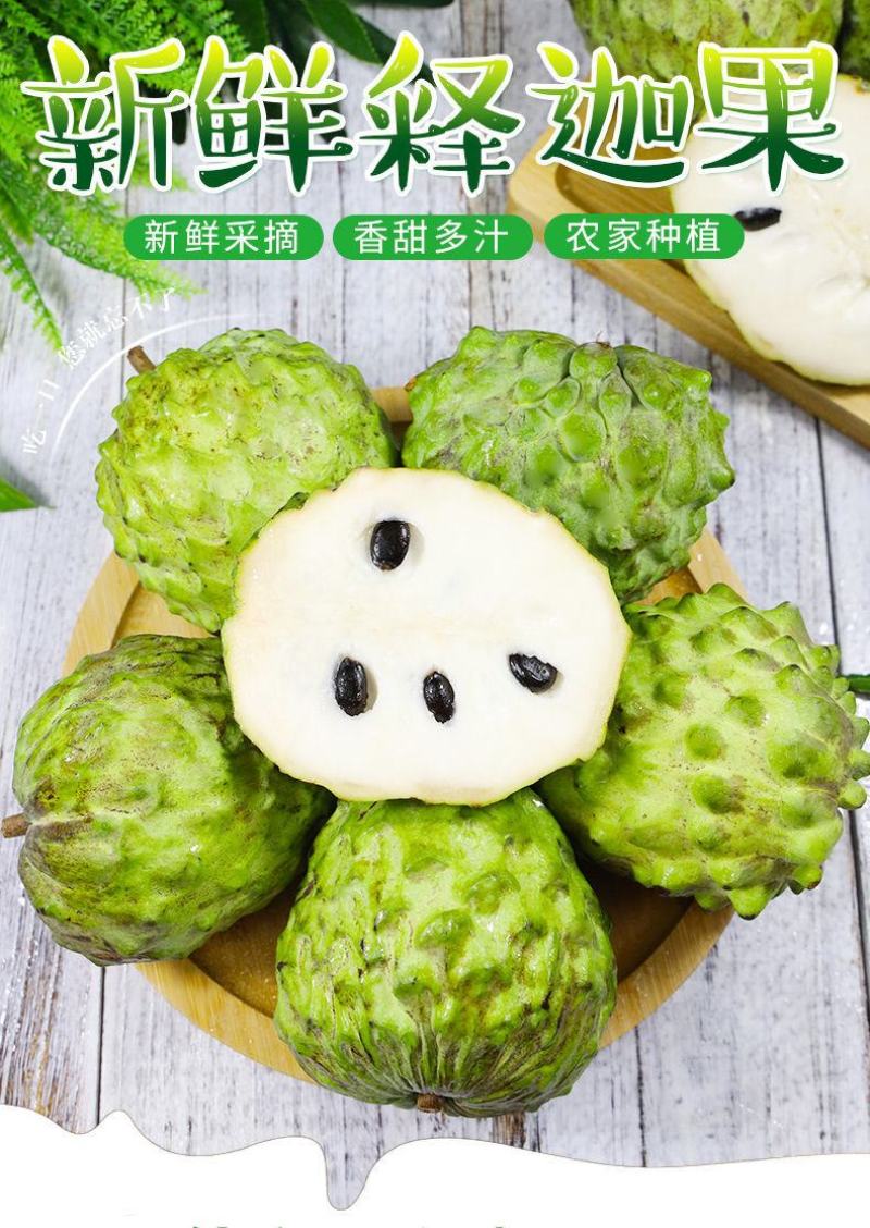 广西牛奶凤梨释迦果现货批发，货充足大果佛头摩尼果包邮