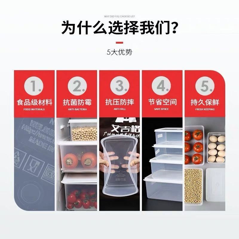 保鲜盒冰箱专用食品级塑料透明密封盒商用厨房收纳盒子带盖大