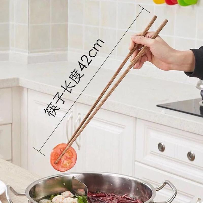 加长筷子鸡翅木捞面油炸家用实木吃面火锅筷木质防烫炸油条4