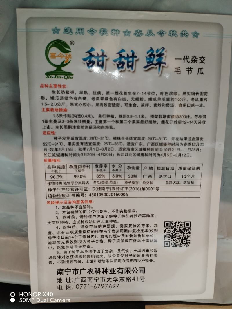 甜甜鲜毛节瓜种子心腔小肉翠绿味清甜可鲜食