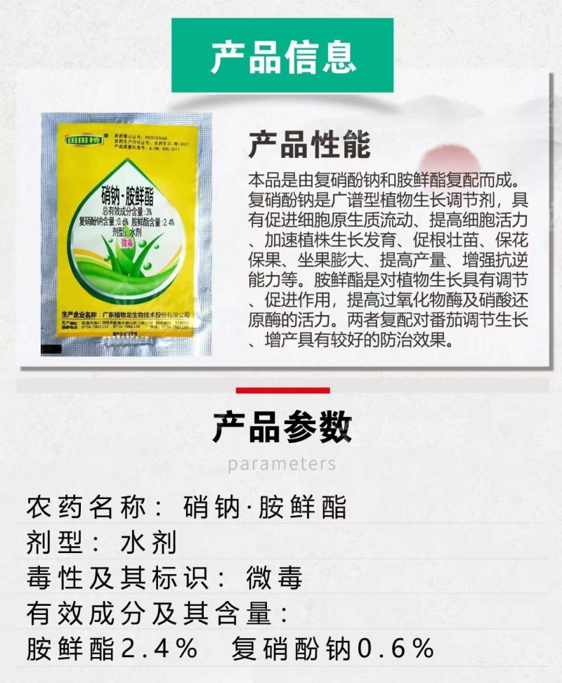 田田榜3%复硝酚钠胺鲜酯番茄调节生长调节剂农药
