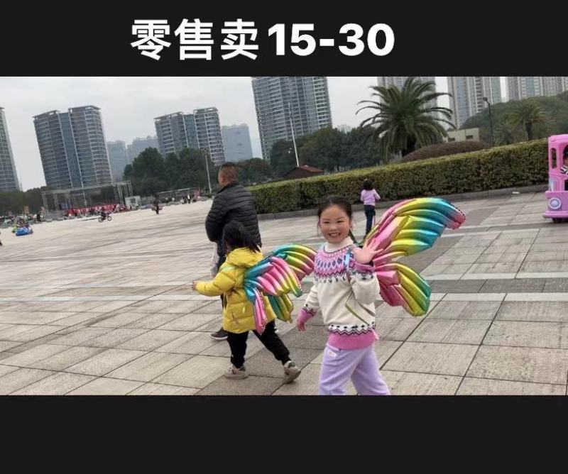 网红天使翅膀气球背饰马卡龙蝴蝶翅膀充气玩具公园广场夜市热