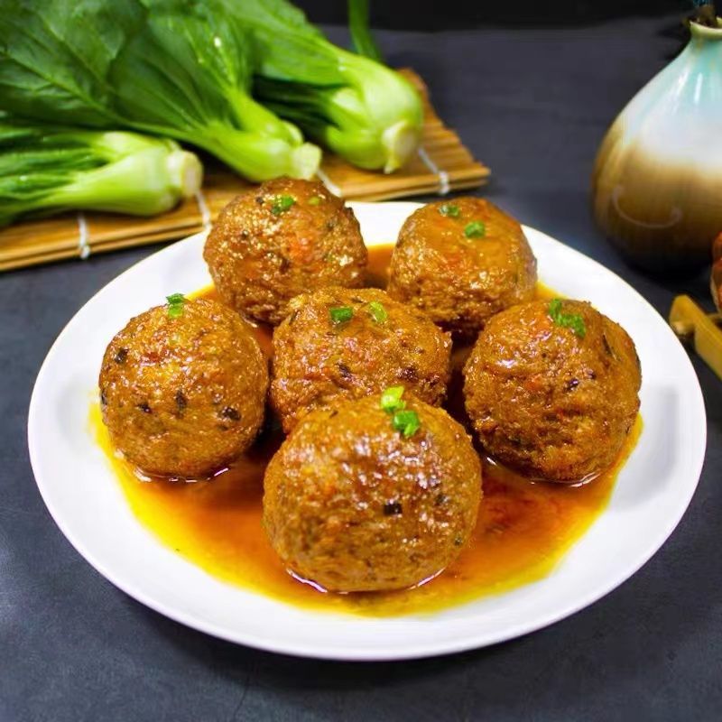 正宗纯手工制作加料四喜丸子美食加热500g,鲜香诱人口感
