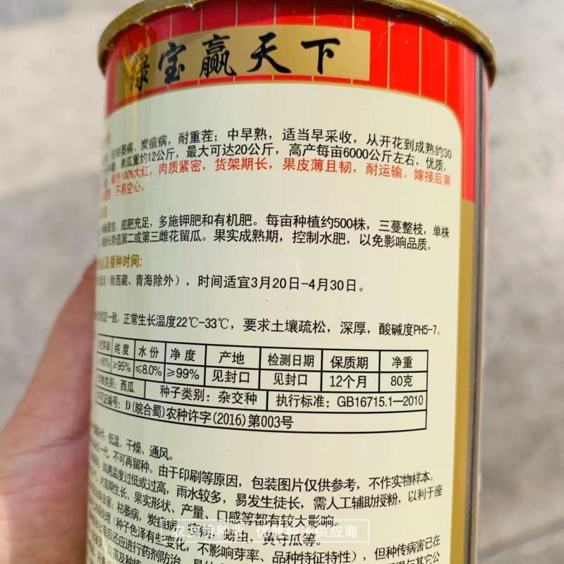 厂家直销绿宝赢天下西瓜种子耐重茬花皮椭圆型正宗大红瓤