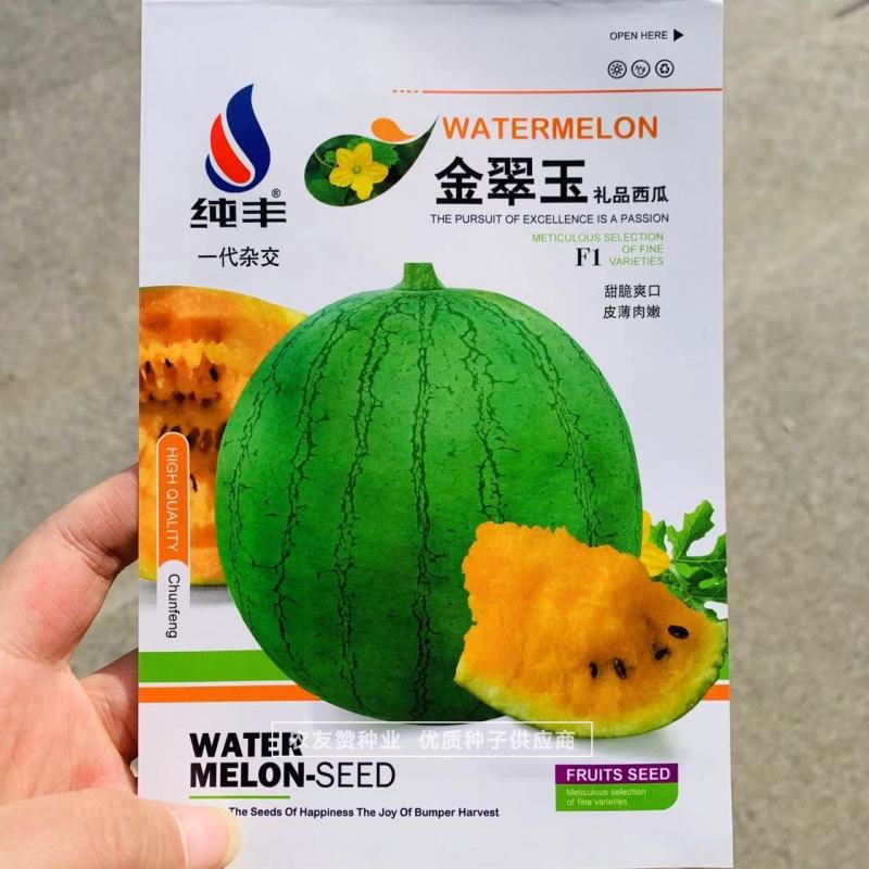 金翠玉礼品西瓜种子皮薄肉嫩一代杂交礼品型西瓜品种绿皮黄肉