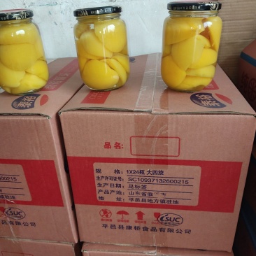厂家发货黄桃罐头510克/24瓶装，支持一件代发