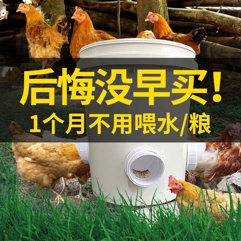 家禽自动喂食器养鸡自动喂食器喂鸡食槽料槽带盖防潮养鸡神器