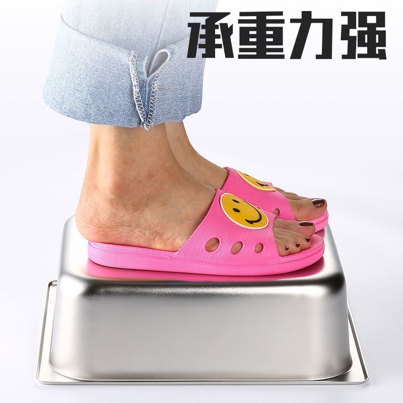 不锈钢盆带盖子304份数盆长方形菜盆麻辣烫食堂快餐自助批