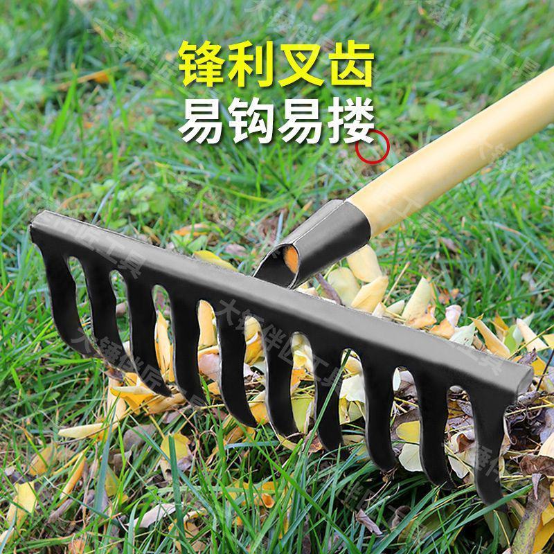 包邮螺旋钉耙锰钢焊接农用多功能耙带木柄园艺钉耙淬火锻造