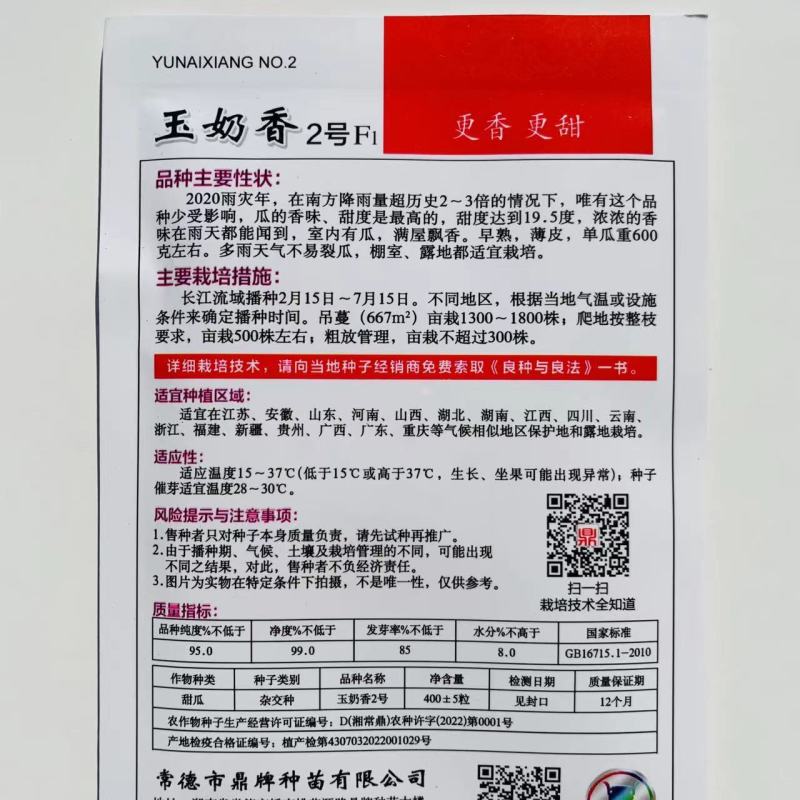 高糖甜瓜种子玉奶香2号早熟薄皮适合露地保护地栽培