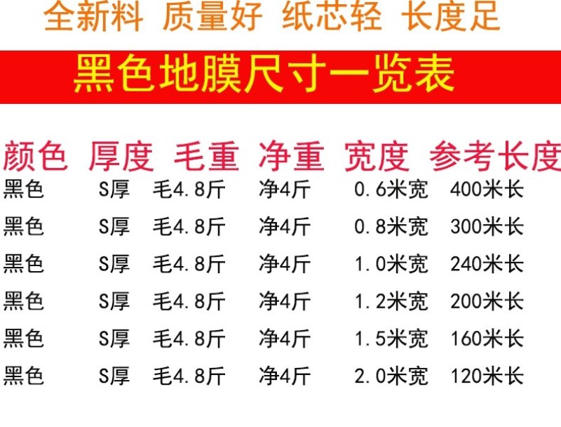 农用加厚抗老化黑地膜塑料薄膜除草保温保湿防草大棚果树种地
