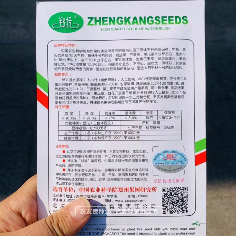 丰乐三倍体无籽西瓜种子小籽大果礼品瓜种子金黄皮鲜红瓤