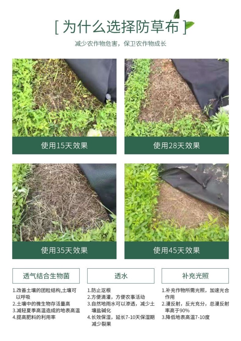 果园柑橘透气透水保湿可降解防草布除草布果树防草农用地膜