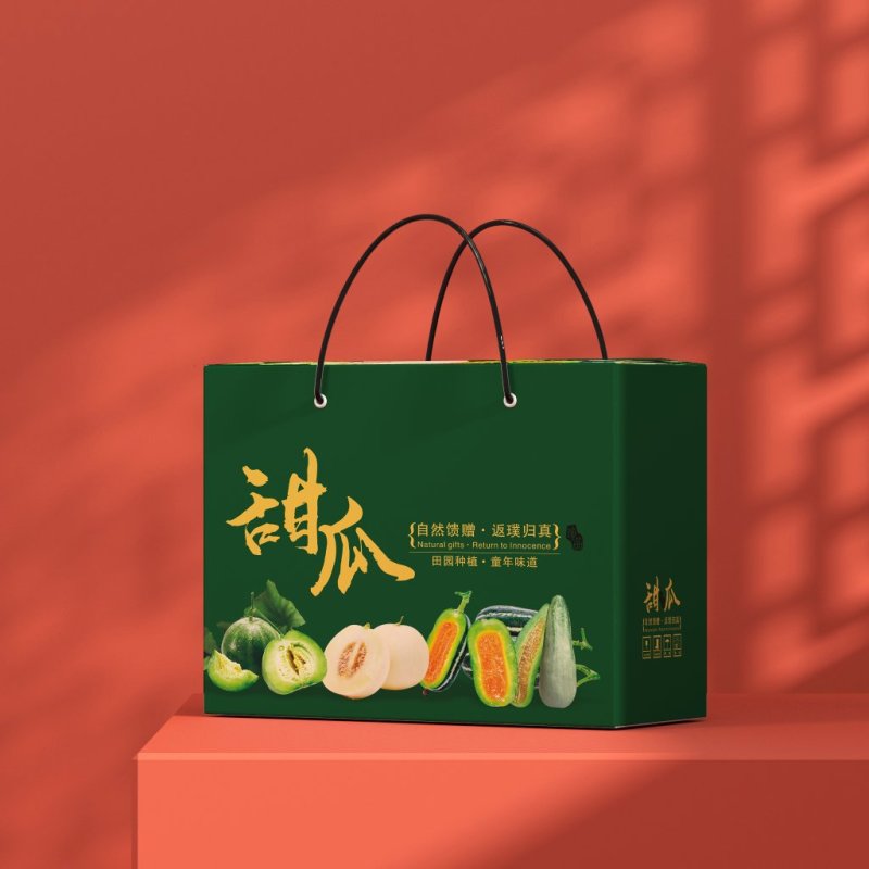 甜瓜箱羊角蜜小白瓜甜瓜水果通用手提礼品盒