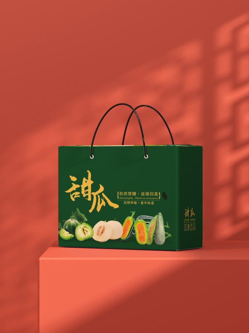 甜瓜箱羊角蜜小白瓜甜瓜水果通用手提礼品盒