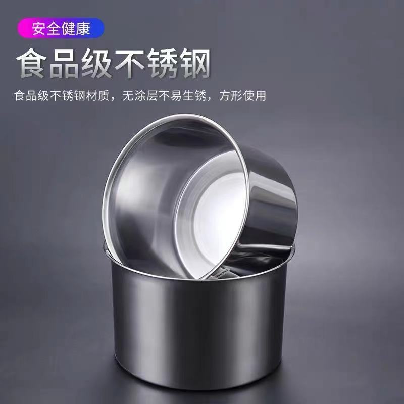 不锈钢家用辣椒油罐厨房料缸加深大厚调味盒饭店打蛋盆带盖商