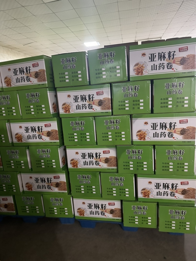 亚麻籽山药卷生产批发源头产地摆地摊产品一箱净重十斤