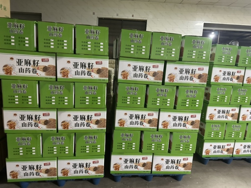 亚麻籽山药卷生产批发源头产地摆地摊产品一箱净重十斤