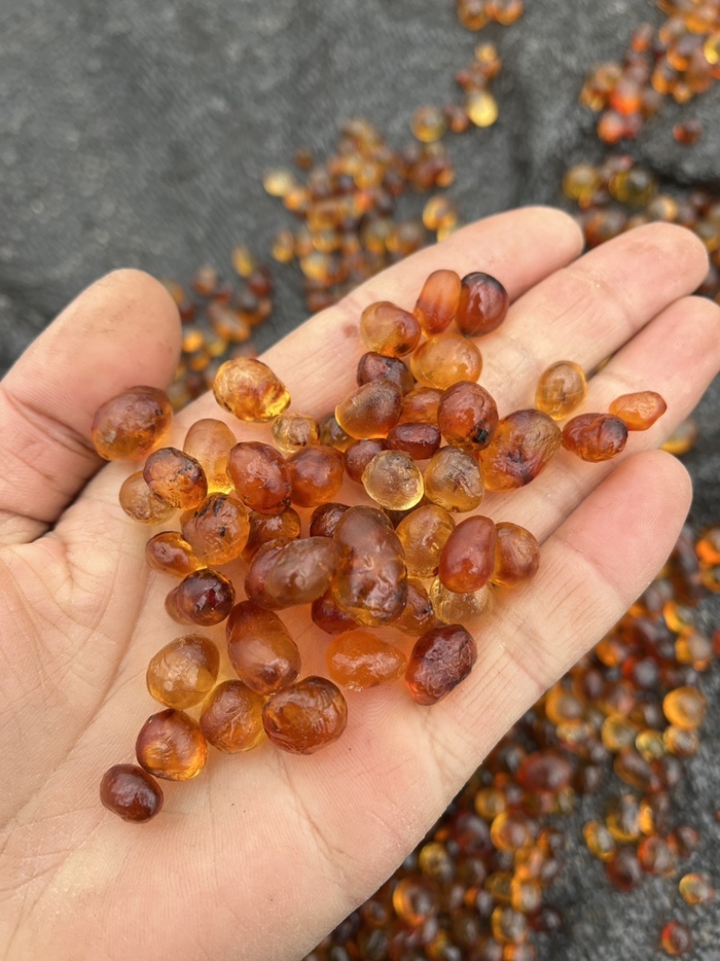 机磨水洗桃胶纯黄，黄红，手工精修，产地直供桃花泪