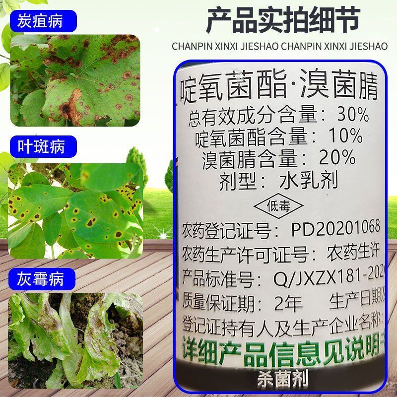 实佳侦炭啶氧菌酯溴菌腈蔬菜果树炭疽锈病蔓枯叶霉病黑星病杀