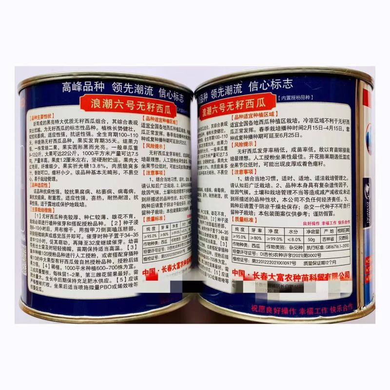 浪潮六号无籽西瓜种子黑皮红瓤三倍体杂交品种种子