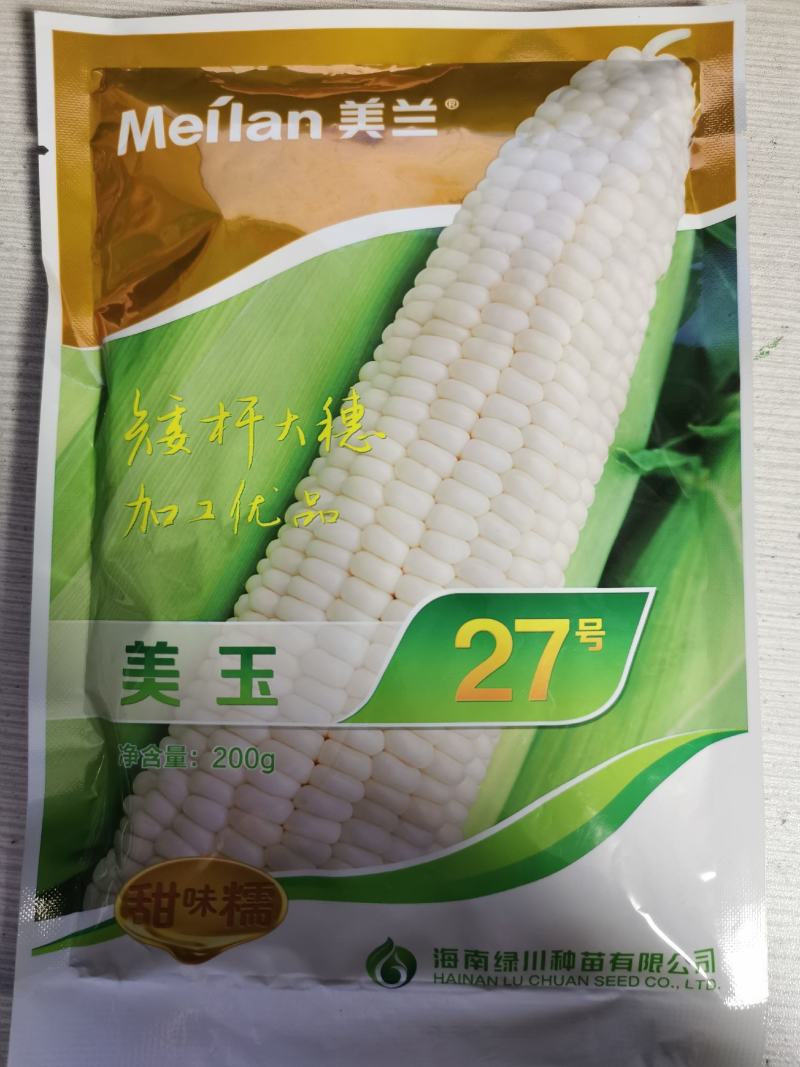 美玉27号白甜糯玉米种子大棒非转甜加糯矮杆200克原装