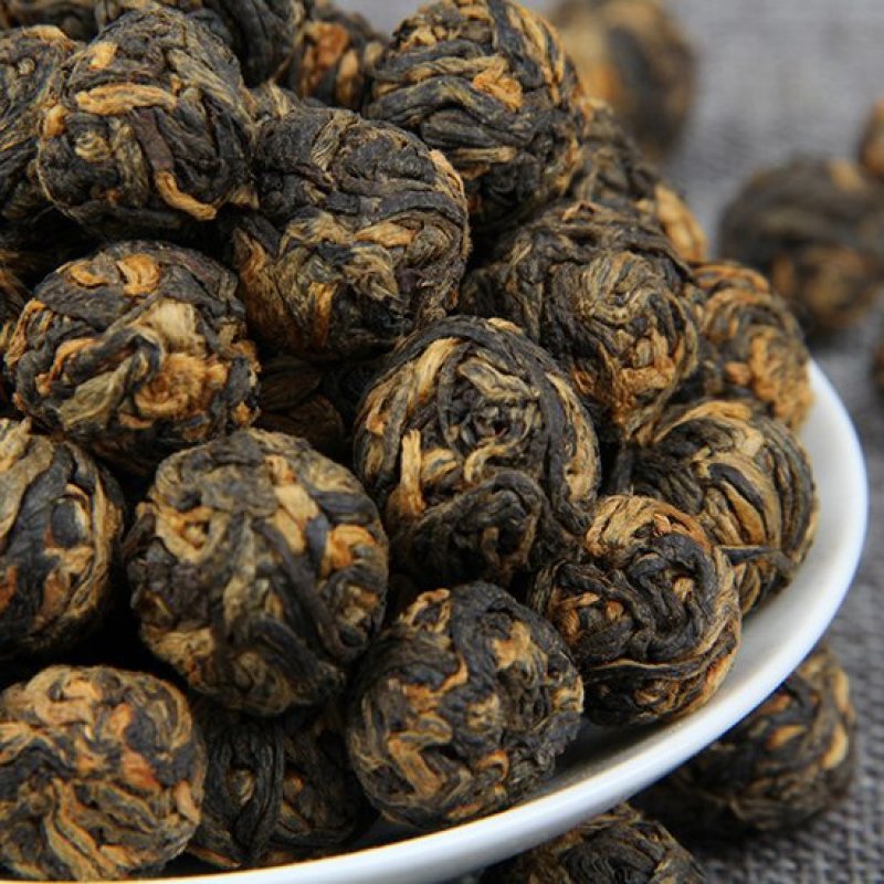 批发云南滇红茶金珠绣球滇红茶功夫红芽金珠茶500g