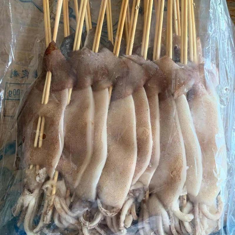 鱿鱼板串铁板大鱿鱼串烧烤板串鱿鱼整条串