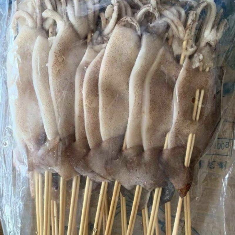 鱿鱼板串铁板大鱿鱼串烧烤板串鱿鱼整条串