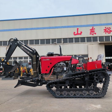 新款100马力水旱两用拖拉机加装挖机推土铲水田农用耕地机