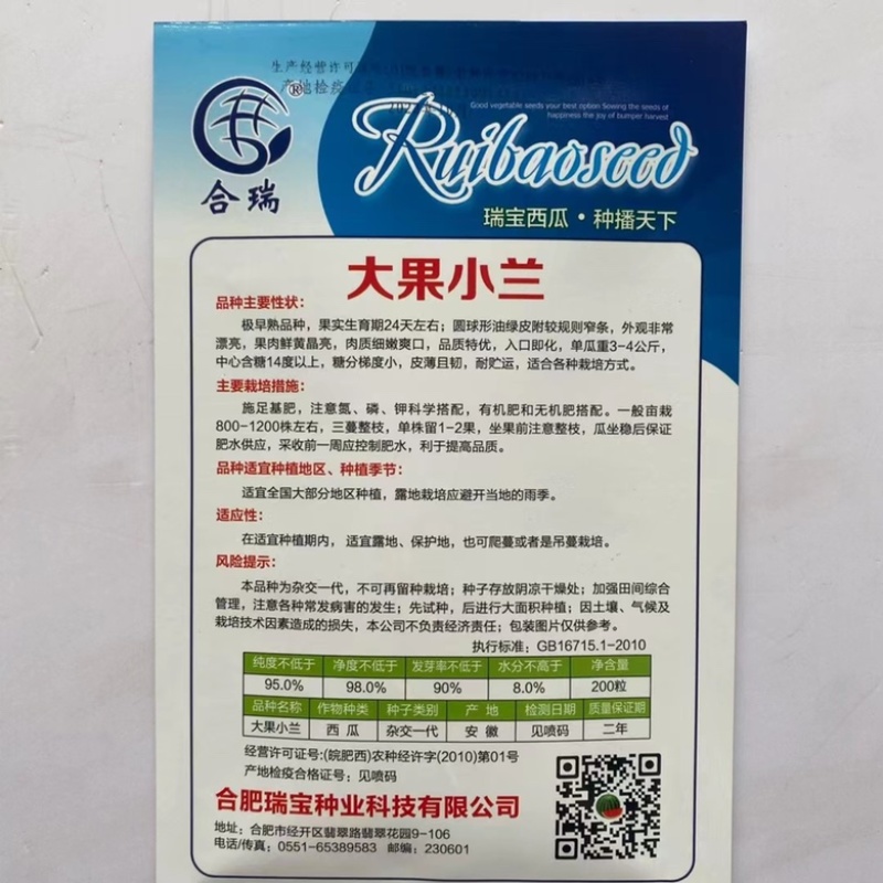 大果小兰礼品西瓜种子花皮黄瓤，早熟品种种子