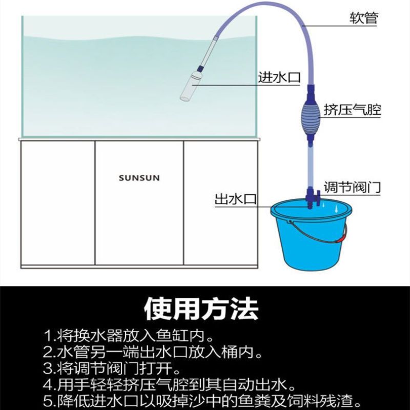 鱼缸换水器虹吸换水管抽水清洗砂便手动清理洁非神器吸水器洗
